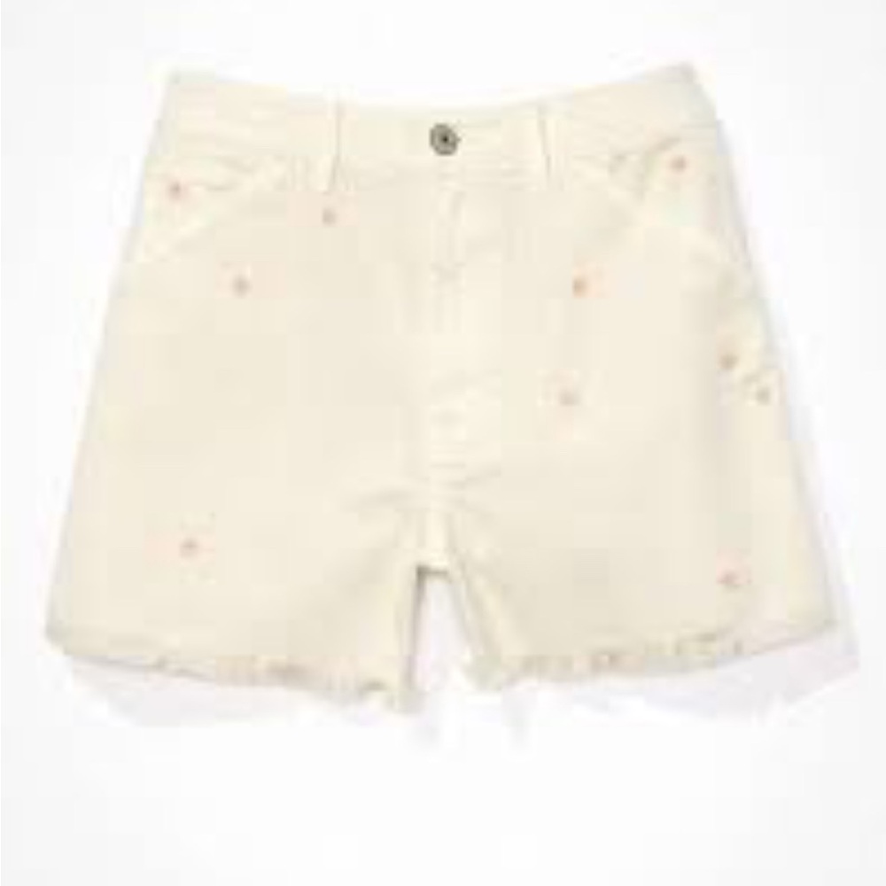 American Eagle Outfitters Highest Waist Boyfriend Embroidered Denim Short, 4